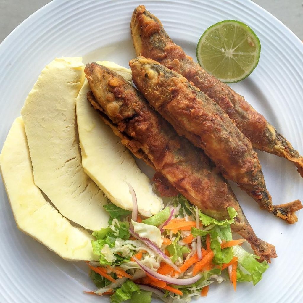 Roast Breadfruit and Doctor fish Jamaica 