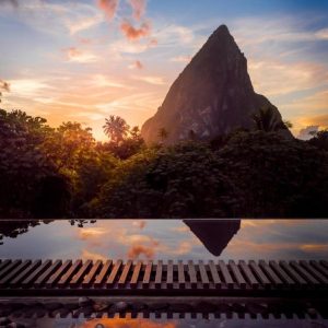 Views of the Pitons from the Infinity Pool